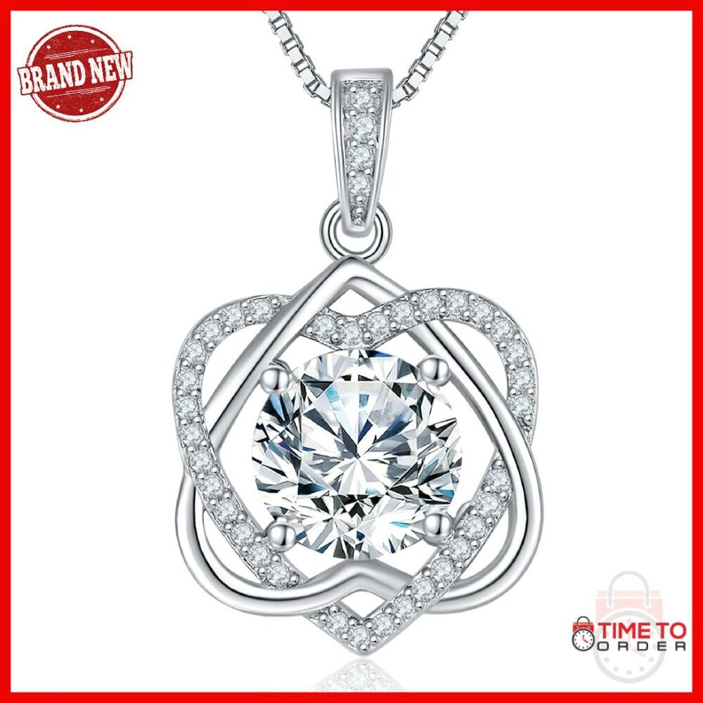 5 Carat Moissanite Heart Pendant Necklace, 925 Sterling Silver